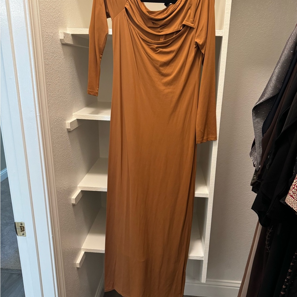 ASOS Long Sleeve Brown Dress